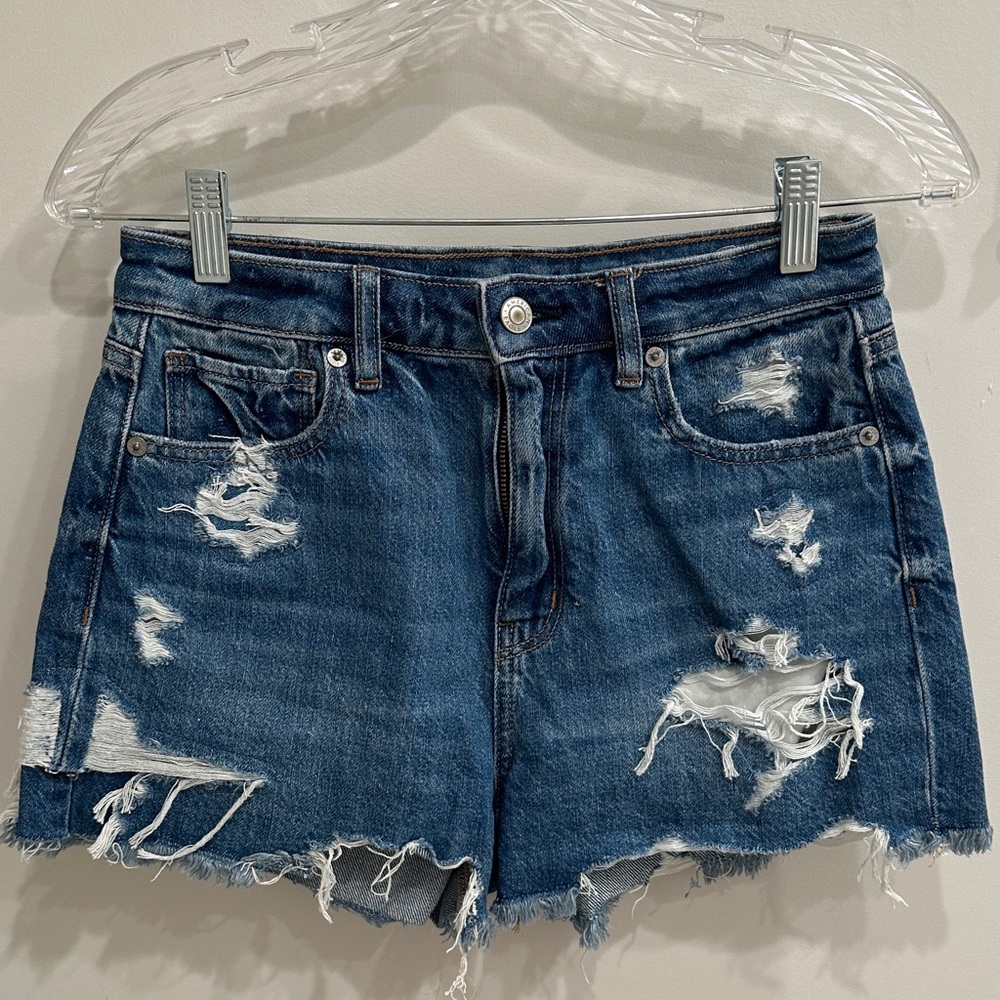 American Eagle Outfitters Blue Jean Shorts Distressed Cut-Off